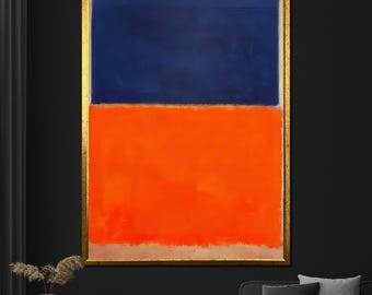 Mark Rothko , Canvas Painting - Blue and Orange Abstract Art With
