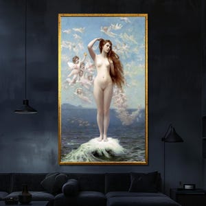 William-Adolphe Bouguereau The Birth of Venus Canvas Painting - Mythological Art Print - Classic Wall Decor Gift