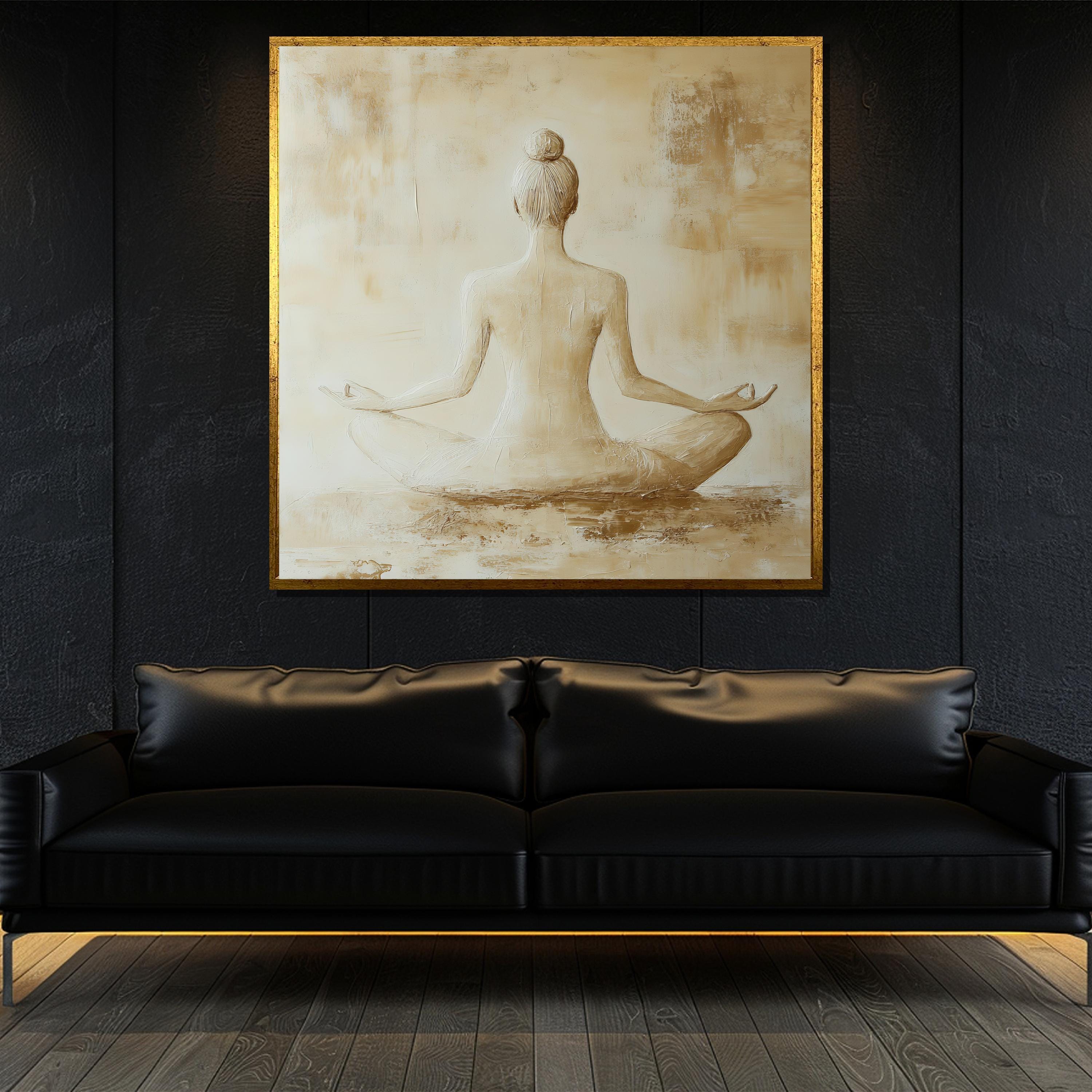 Minimalist Yoga Pose Canvas Painting Neutral Tone Zen Wall Art for ...