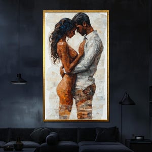 Intimes Paar Umarmung Leinwand Gemälde Strukturierte Romantische Wand Kunst Moderne Wohnkultur Jahrestag Geschenk