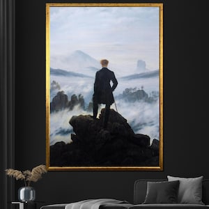 Caspar David Friedrich Wanderer Above the Sea of Fog Canvas Painting, Romanticism Art, Classic Wall Decor, Timeless Artwork, Gift