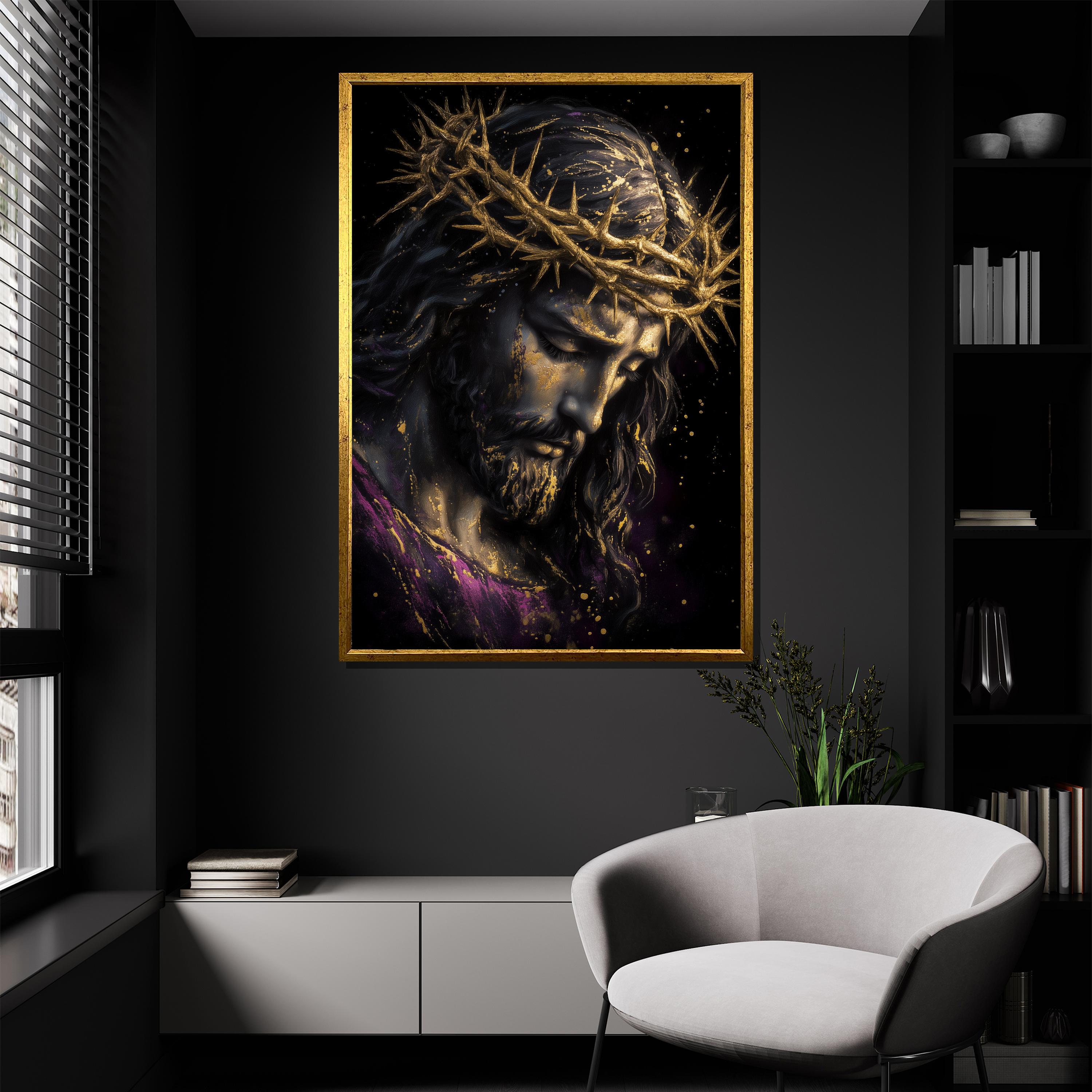 Jesus Crown of Thorns Canvas Painting – Spiritual Christian Wall Art ...