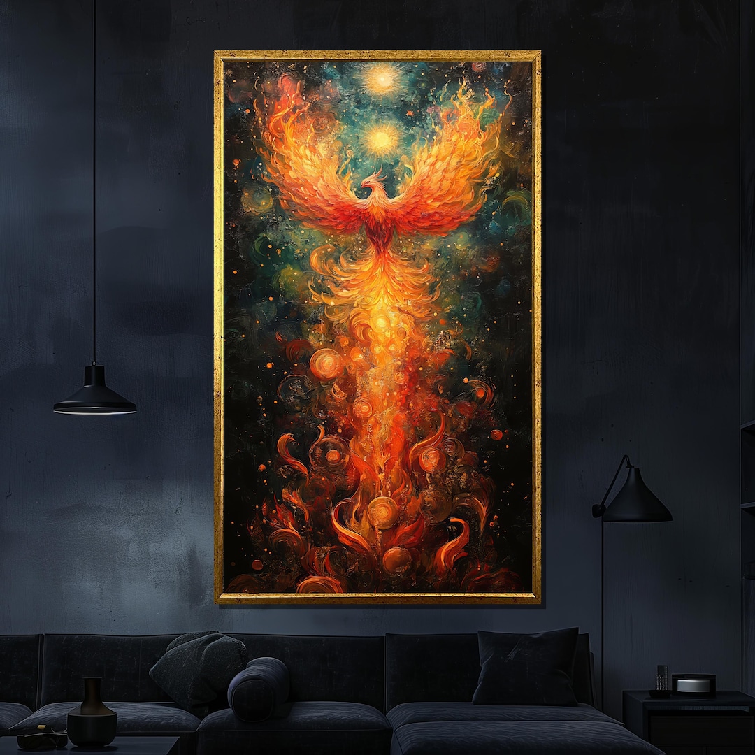 Phoenix Canvas Painting Mythical Firebird Art Vibrant Wall Decor Gift ...