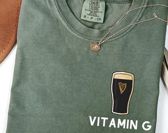 Comfort Colors® Vitamin G Guinness Beer Shirt: Funny Beer Shirt, St. Patrick’s Day Gift, Irish Pub Party Tee Beer Lovers, DTG Print