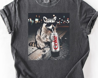 Magliette Comfort Colors® Raccoons Diet Coke, divertenti meme Genz Dank Raccoons, maglietta alla moda, stampa DTG