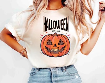 Comfort Colors® Halloween Town Pumpkin Shirt, Halloween Town University T-shirt, Retro Spooky Season Graphic Tee, Preppy Halloween