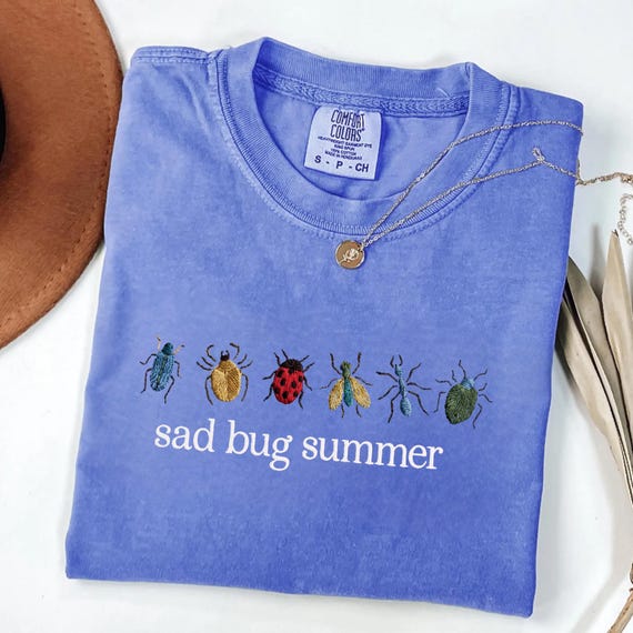 Comfort Colors® Sad Bug Summer Shirt, Bug Tee, Cottagecore Insect Shirt, Minimal Nature  Gift for Her DTF print