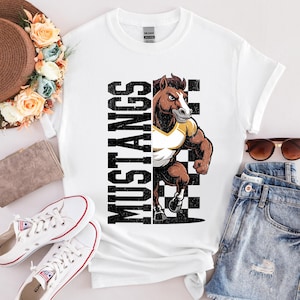 mustang Mascot Shirt: Schul Spirit Fussball T-Shirt