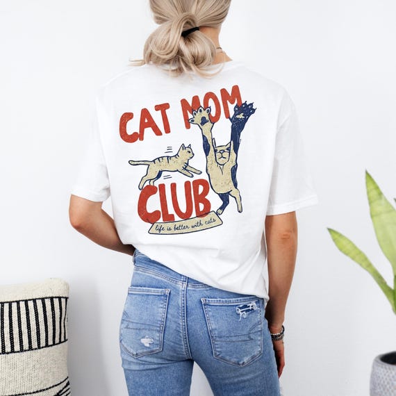 Comfort Colors® Cat Mom Shirt, Cat MomTee,  Cat Mom Club TShirt, Back Design Tee Funny Cat Shirt, Cat Lover, New Cat Mom Shirt, Pet Parent