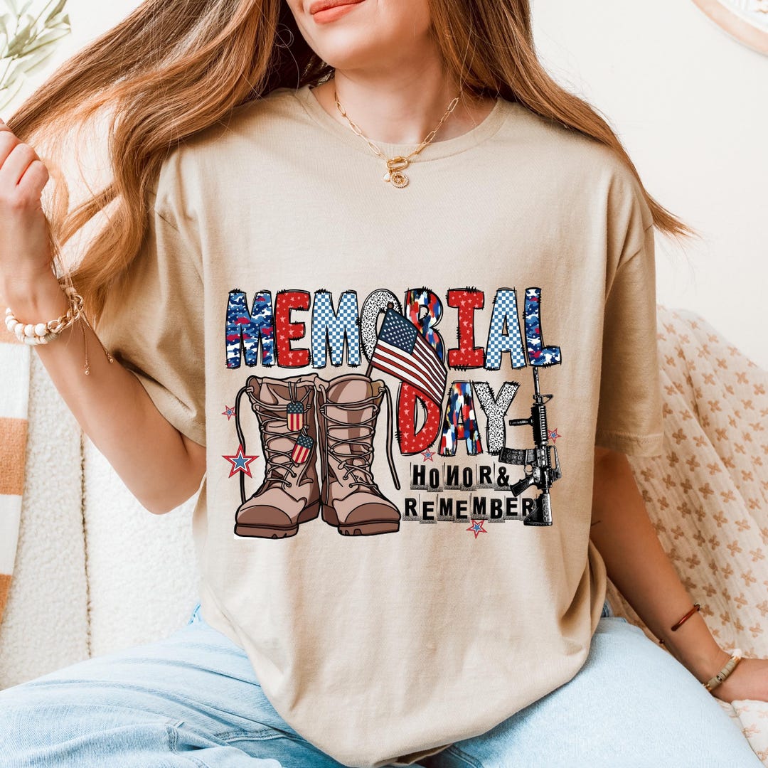 Patriotic Memorial Day Shirt: Army Boots, Rifle & Flag - USA Pride - Etsy