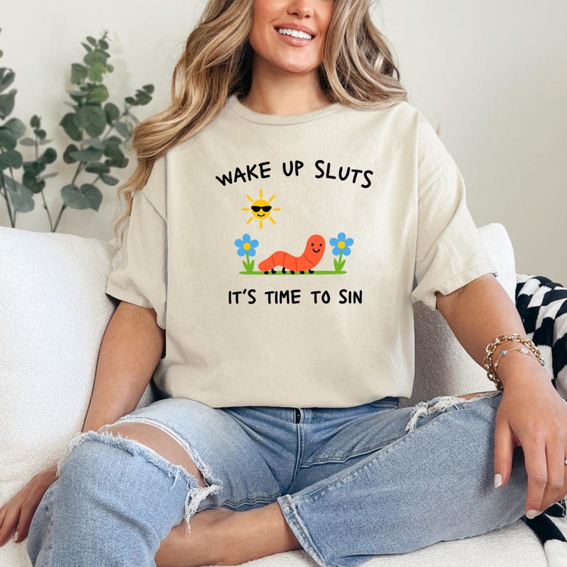 Wake Up Sluts T-Shirt funny animal shirt meme graphic tee sarcastic t-shirt cursed tshirt unhinged humor top viral t-shirt image 2