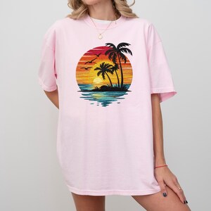 Comfort Colors® Sunset Beach Shirt, Tropical Palm Tree Shirt, Summer Vacation Tee, Ocean Sunset Shirt, Coastal Aesthetic Shirt image 6