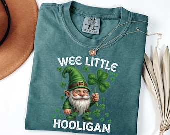 Comfort Colors® Wee Little Hooligan Shirt, Funny St Patrick’s Day Leprechaun Tee, Irish Shamrock Gnome Shirt, Unisex St Paddy’s T-Shirt