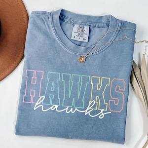 Retro Hawks Comfort Colors Shirt: Women&#39;s Spirit Tee, College Game Day