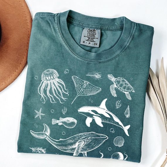 Comfort Colors® Sea Animals 90s Vintage Style Tshirt, Retro  Y2k Ocean Shirt, Sealife, Whale, Orca, Turtle, Dolphin Shirt, Unisex Adult Tee