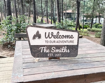 Personalized Wood Sign, Welcome to Camp, National Park Welcome Sign 3D, NPS, Hiker Gift, RV Camping, Custom National Park Sign
