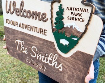 Custom National Park Sign, National Park Wood Sign, Custom NPS, Nature Lover Anniversary Sign, RV Camping, Personalized National Park Sign