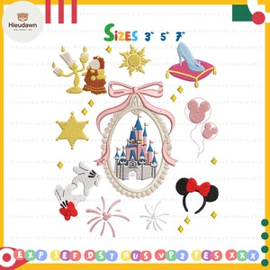 Magic Kingdom Embroidery Design, Magical Castle Coquette Bow Embroidery Design, Family Trip Embroidery Design, Girl Trip, Instant Download