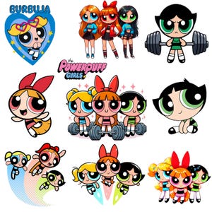 15+ Powerpuffs Girls Bundle, Uroczy zestaw, Blossom Bubbles Buttercup Cyfrowe pobieranie PNG, svg, DXF