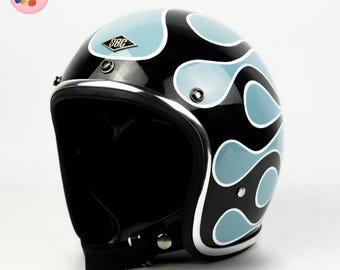 Custom Flame Motorcycle Helmet Hand-Painted Fiberglass Bobber Chopper