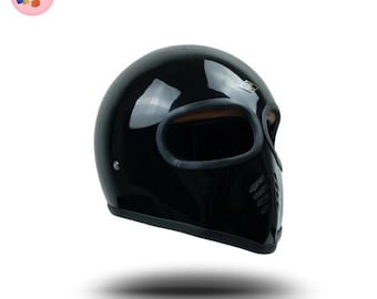 Custom Alien Retro Motorcycle Helmet Fiberglass Vintage Biker