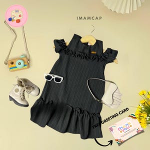 Off Shoulder Casual Dress for Girls, Stylish Kids Dress, Comfortable Girls Dress, Simple Party Dress for Kids, Kids Clothing 1-6Years
