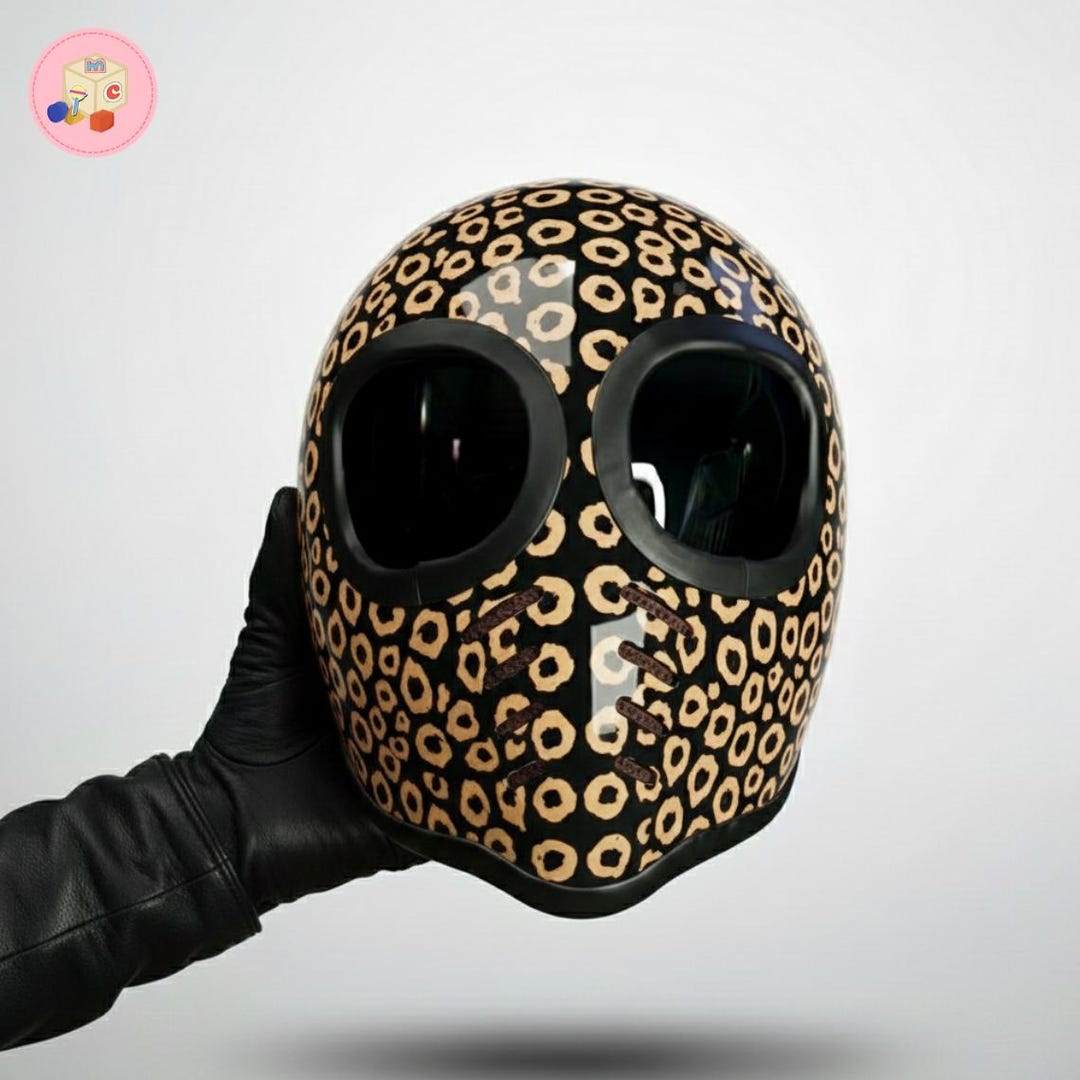 Vintage Alien Helmet Leopard Motif Full Face Handmade Motorcycle Gear ...