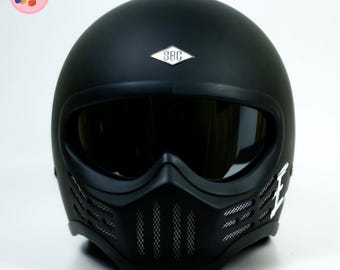 Vintage 1980s Full Face Motorcycle Helmet - White/black - Etsy