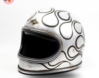 Custom Flame Patina Motorcycle Helmet Cafe Racer Bobber Style