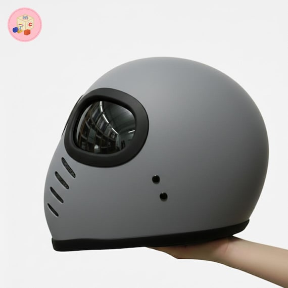 Retro Style Motorcycle Helmet Custom Alien Helmet Grey Doff Full Face Helmet Retro Style Motorcycle Helmet Custom Alien Helmet Grey Doff Full Face Helmet