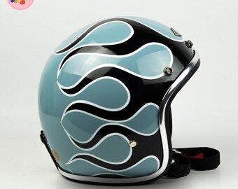 custom flame paint motorcycle helmet Burning Death Skull Airbrushed Flames Custom paint helmet with hotrod