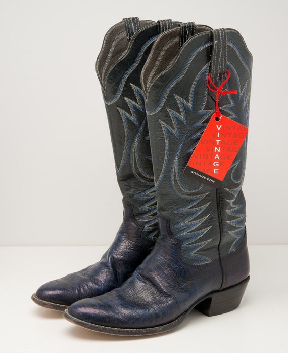 blue ostrich boots