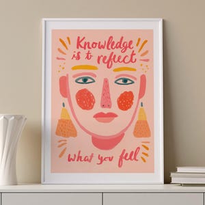Inspirational Quote Art Pink Portrait Wall Art Abstract Face Art Feminist Poster Motivational Wall Decor Positive Quote Print Modern Art