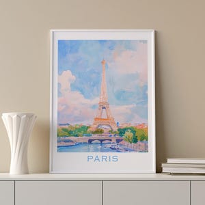 Paris Cityscape Watercolor Art Print  Eiffel Tower Wall Art Paris Poster France Travel Art Cityscape Print Decor Gift Europe Artwork