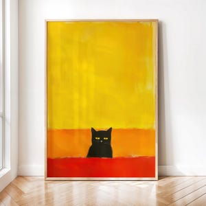 Abstract Black Cat Art Print: Modern Minimalist Home Decor (Digital Download)
