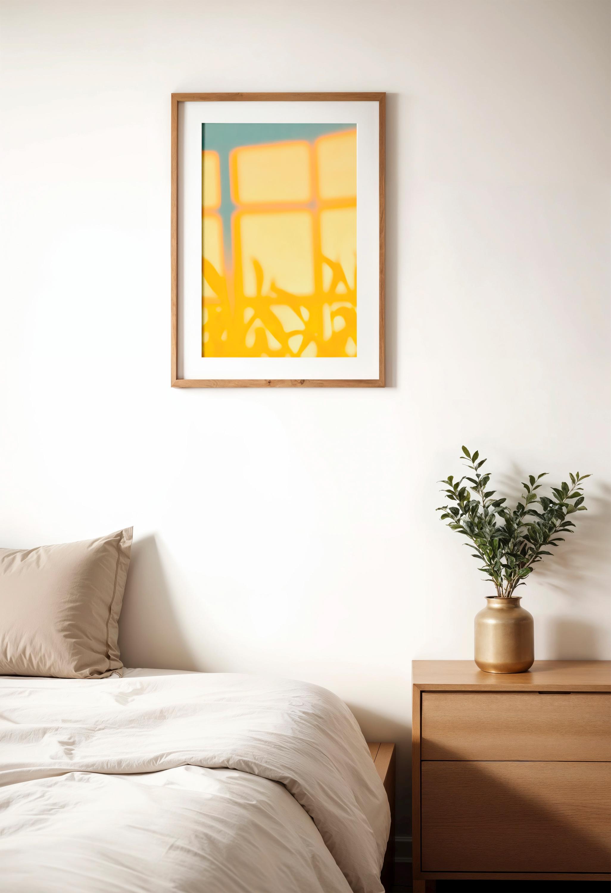 Golden Sunlight Plant Shadow Print: Abstract Window Art (digital ...