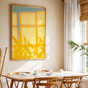 Golden Sunlight Plant Shadow Print: Abstract Window Art (digital ...