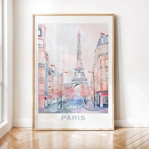 Paris Cityscape Watercolor Art Print  Eiffel Tower Wall Art Paris Poster France Travel Art Cityscape Print Decor Gift Europe Artwork