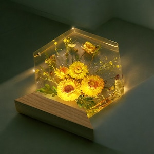 Ideal Gift for Girlfriend, A Memorable Gift for Special Occasions, Artisan Resin Flower Lamp, Romantic Gift, Personalized Resin Flower Lamp