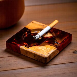 Handmade Resin Ashtray: Square, Colorful, Modern Decor