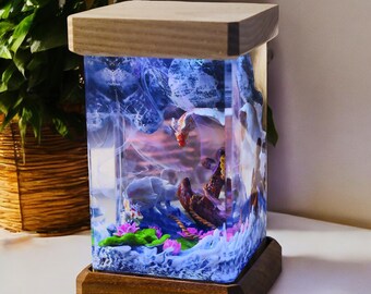 Koi Fish Anchor Resin Lamp: Handmade LED Light for Peaceful Home