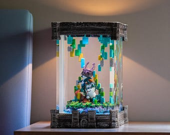 Lámpara diorama de resina hecha a mano – Decoración LED con personajes de fantasía