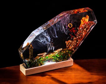 Dark Lord Ring Lamp: Handmade Epoxy Resin Night Light