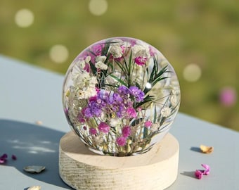 Lampada da notte personalizzata in resina con motivo gypsophila: luce notturna floreale personalizzata