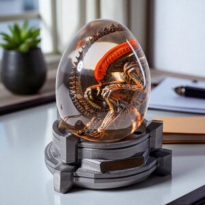 Handmade Resin Egg Lamp, Glowing Alien Xenomorph, Room Decor