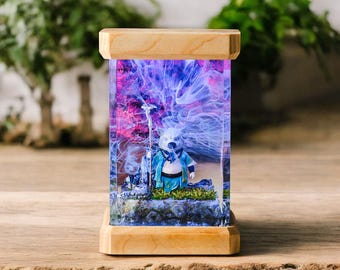 Lámpara de resina de fantasía hecha a mano: Diorama del Bosque Encantado