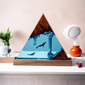 Handmade Whale Resin Lamp: Ocean Scene Night Light