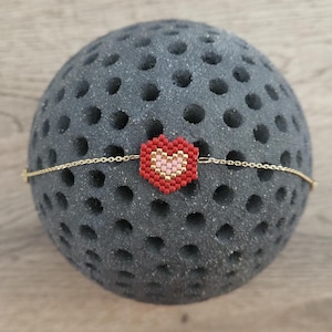 Stainless steel bracelet with Miyuki pearl heart