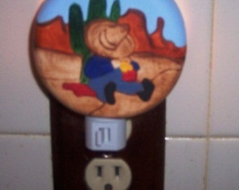 Southwestern Night Light, Siesta, cactus, nite lite, custom made light, western night light, made in the USA