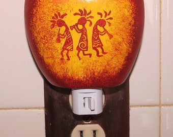 Three Kokopelli's Southwestern Night Light, Southwestern Decor,  Handmade in the USA, Rustic night light, Functional Art,